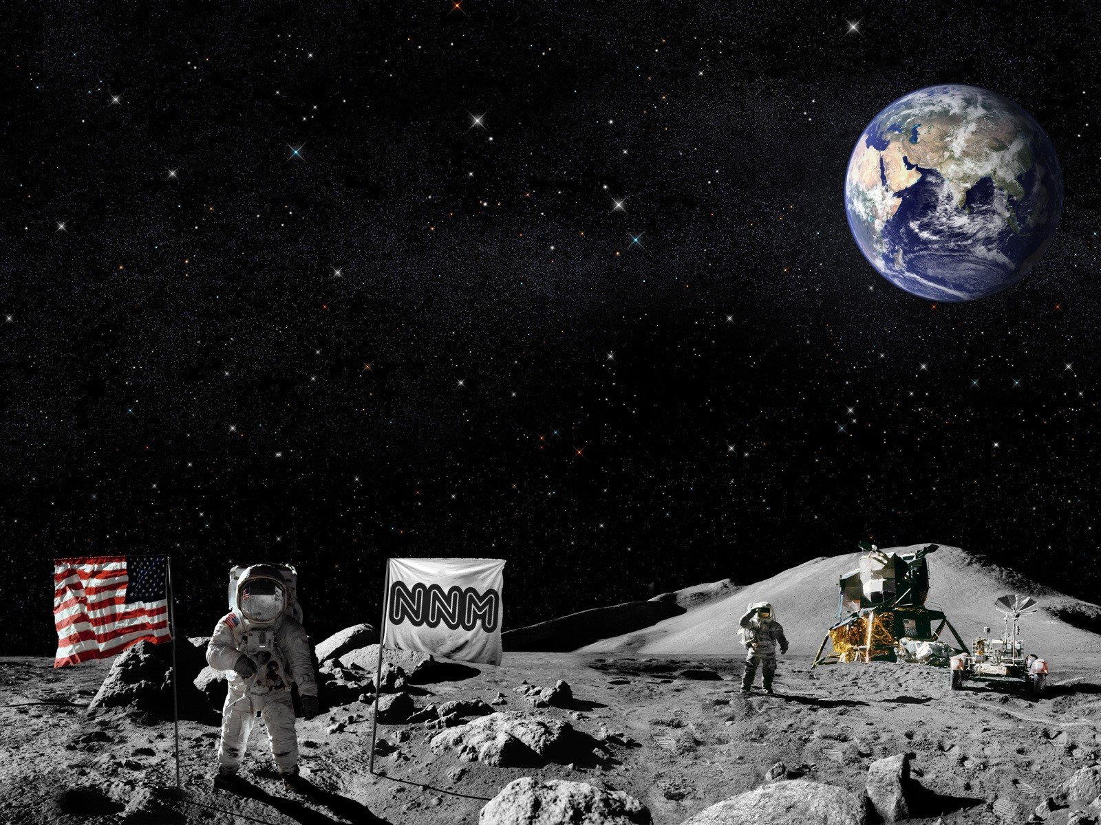 outer, Space, Moon, Earth, Flags, Usa Wallpaper