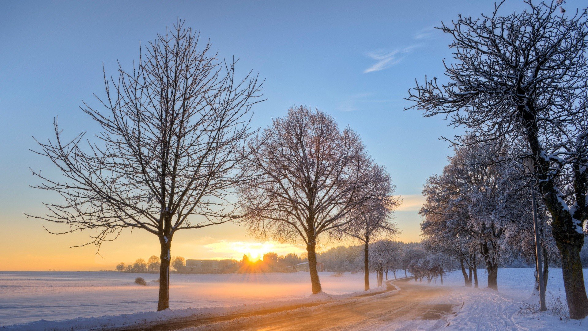 sunrise, Landscapes, Nature, Winter, Snow, Trees, Dawn, Germany Wallpaper