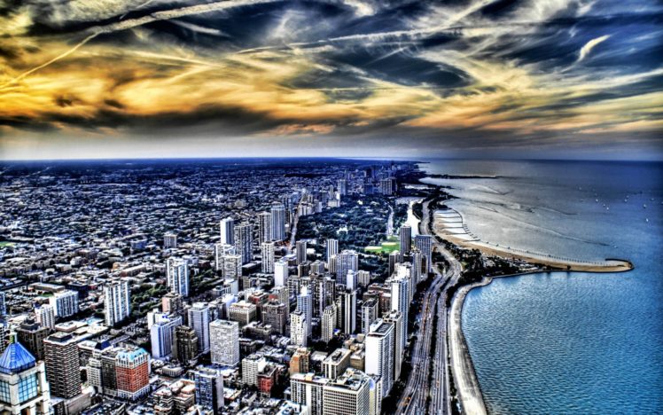 coast, Cityscapes, Chicago, Buildings, Skyscrapers, Lake, Michigan, Hdr, Photography, Great, Lakes, Beaches HD Wallpaper Desktop Background