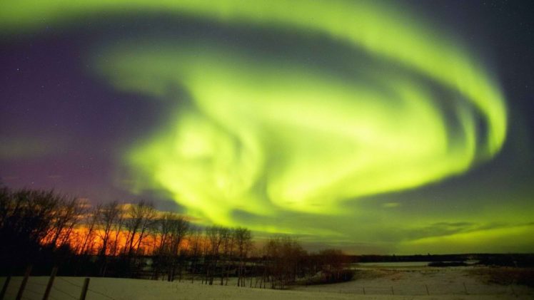 winter, Aurora, Borealis, Canada, Alberta HD Wallpaper Desktop Background