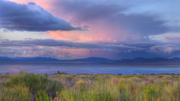 sunset, Storm, California, Mono, Lake HD Wallpaper Desktop Background