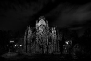 night, Grayscale, Cathedrals