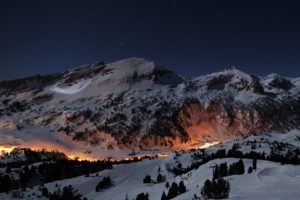 mountains, Snow, Night, Valleys, Long, Exposure