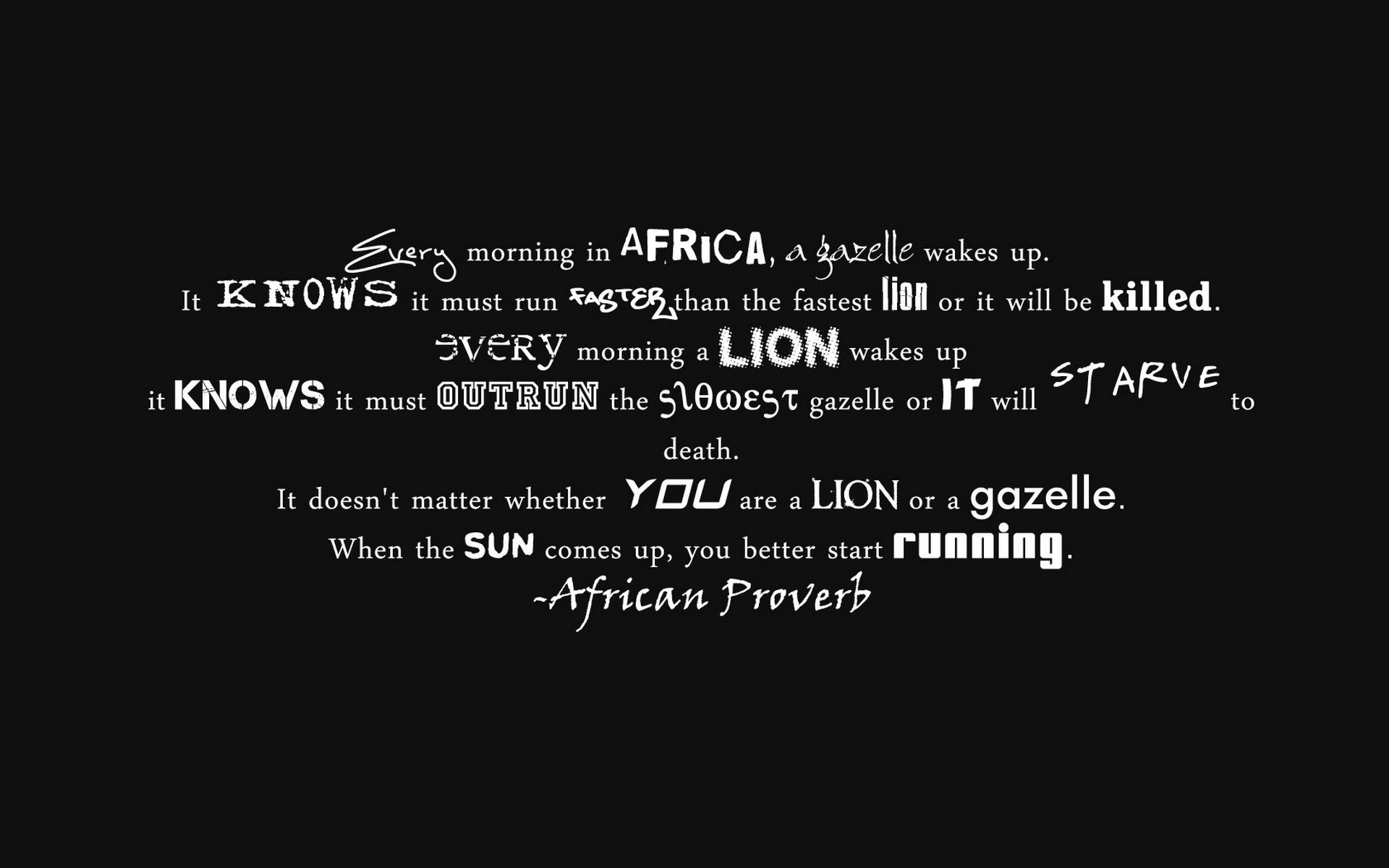 quotes, Typography, Running, Morning, Proverb, Gazelle Wallpaper