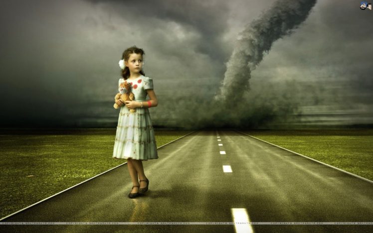 women, Roads, Tornado HD Wallpaper Desktop Background