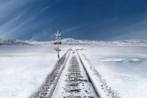 snow, Crossing, Land, Railway