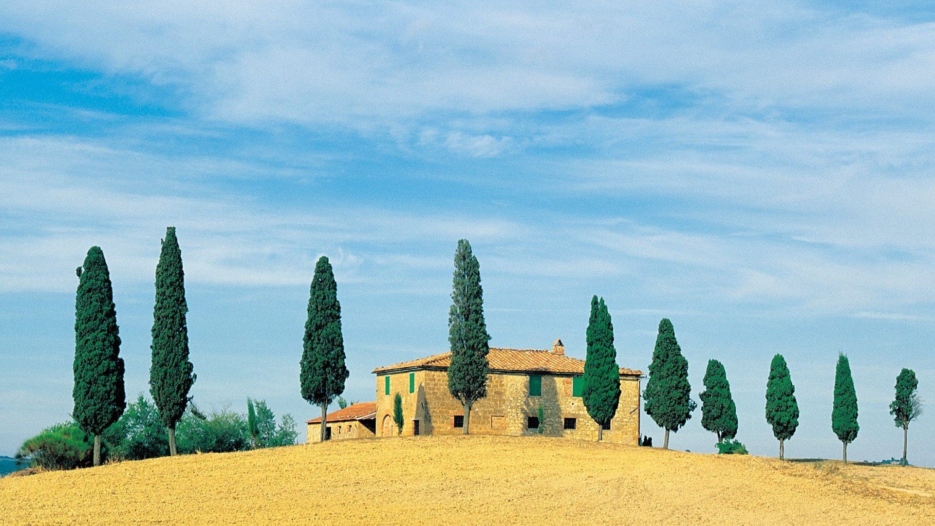 houses, Golden, Italy, Hillside Wallpaper