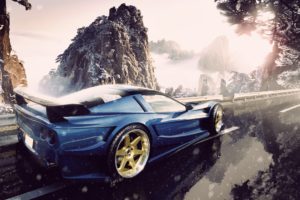 mountains, Snow, Cars, Roads, Vehicles, Corvette