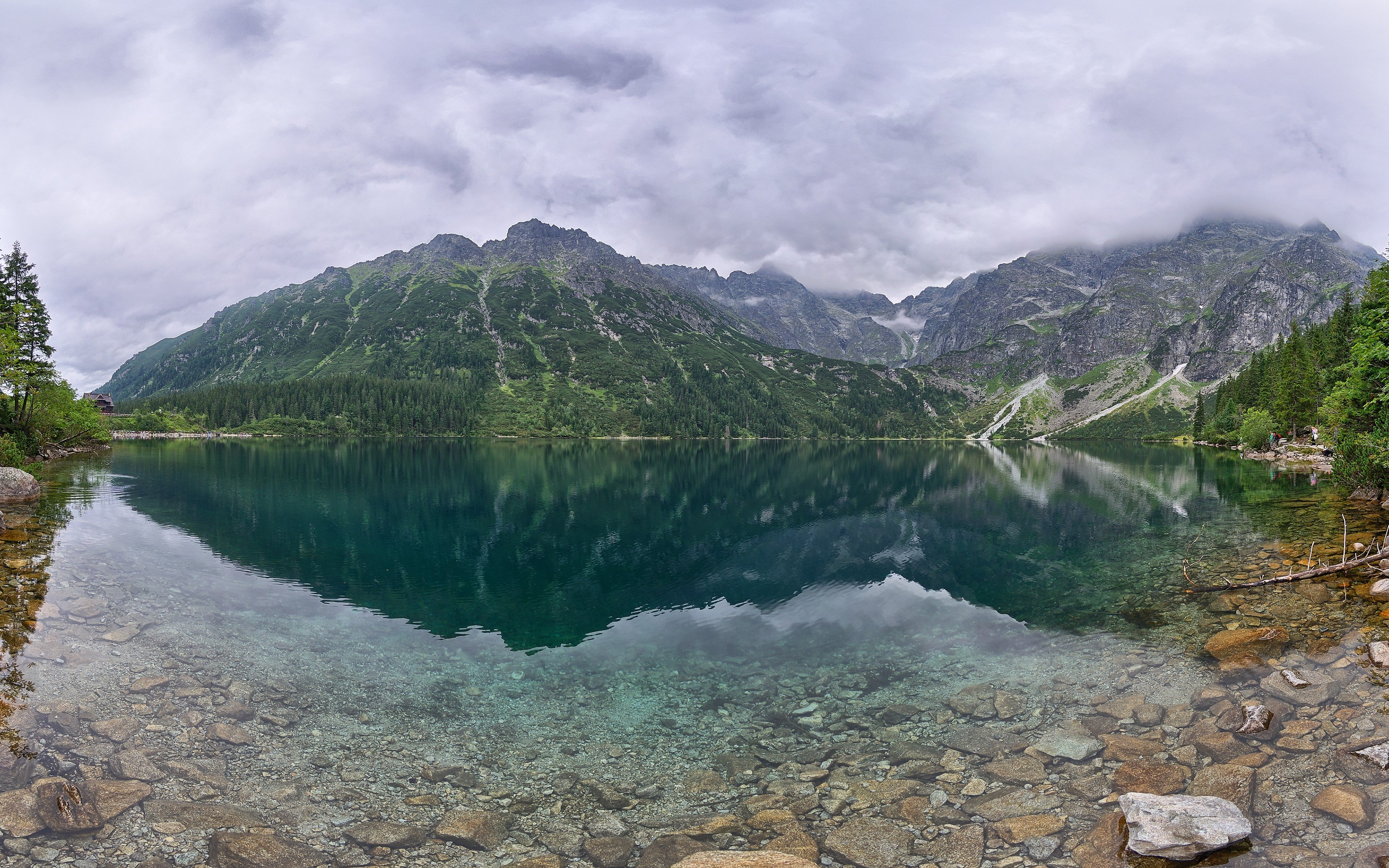 mountains, Landscapes, Nature, Forests, Hills, Poland, Overcast, Lakes, Reflections Wallpaper