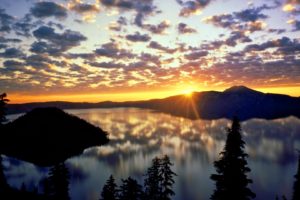sunrise, Oregon, Range, Crater, Lake