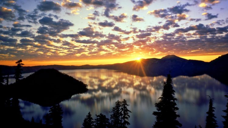 sunrise, Oregon, Range, Crater, Lake HD Wallpaper Desktop Background