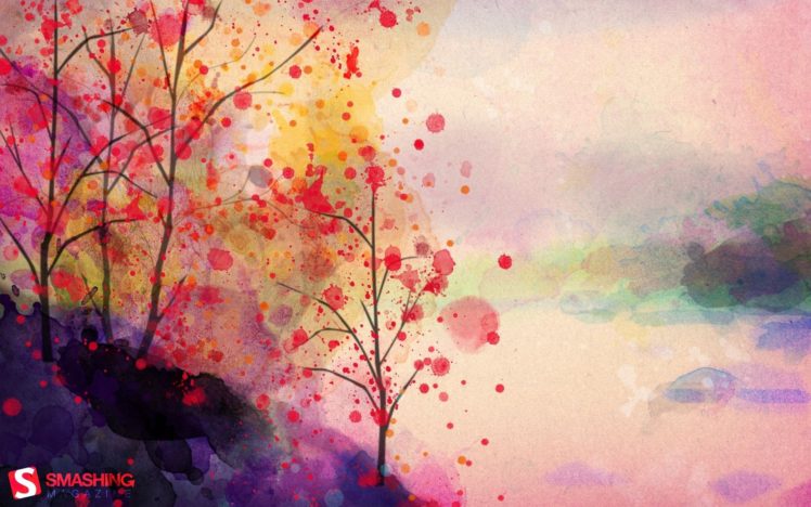 paintings, Landscapes, Trees, Artwork, Watercolor, Smashing, Magazine, Paint, Splatter HD Wallpaper Desktop Background