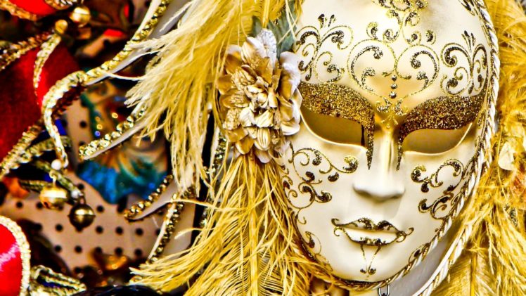 gold, Venice, Masks, Italy, Carnivals HD Wallpaper Desktop Background