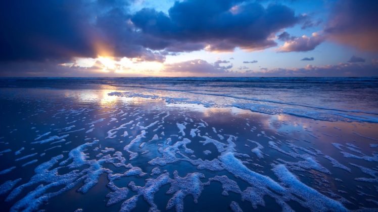water, Sunset, Nature, Oceans, Skies, Sky, Sea, Beaches HD Wallpaper Desktop Background