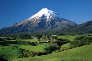landscapes, New, Zealand, Taranaki, Egmont, National, Park, Snow, Caps