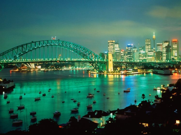sydney, Australia, Harbor, Dusk HD Wallpaper Desktop Background