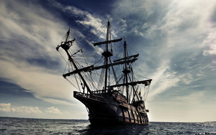 pirate, Ship, Oceans, Sail, Ship, Skyscapes, Sails HD Wallpaper Desktop Background