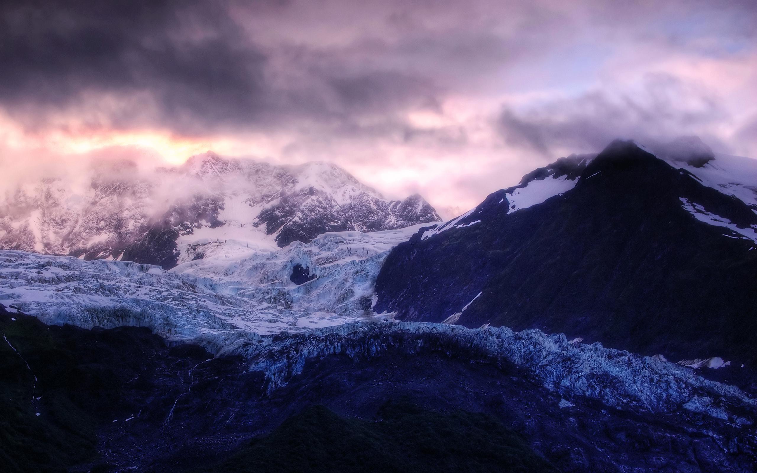 glacier, Sunrise Wallpaper