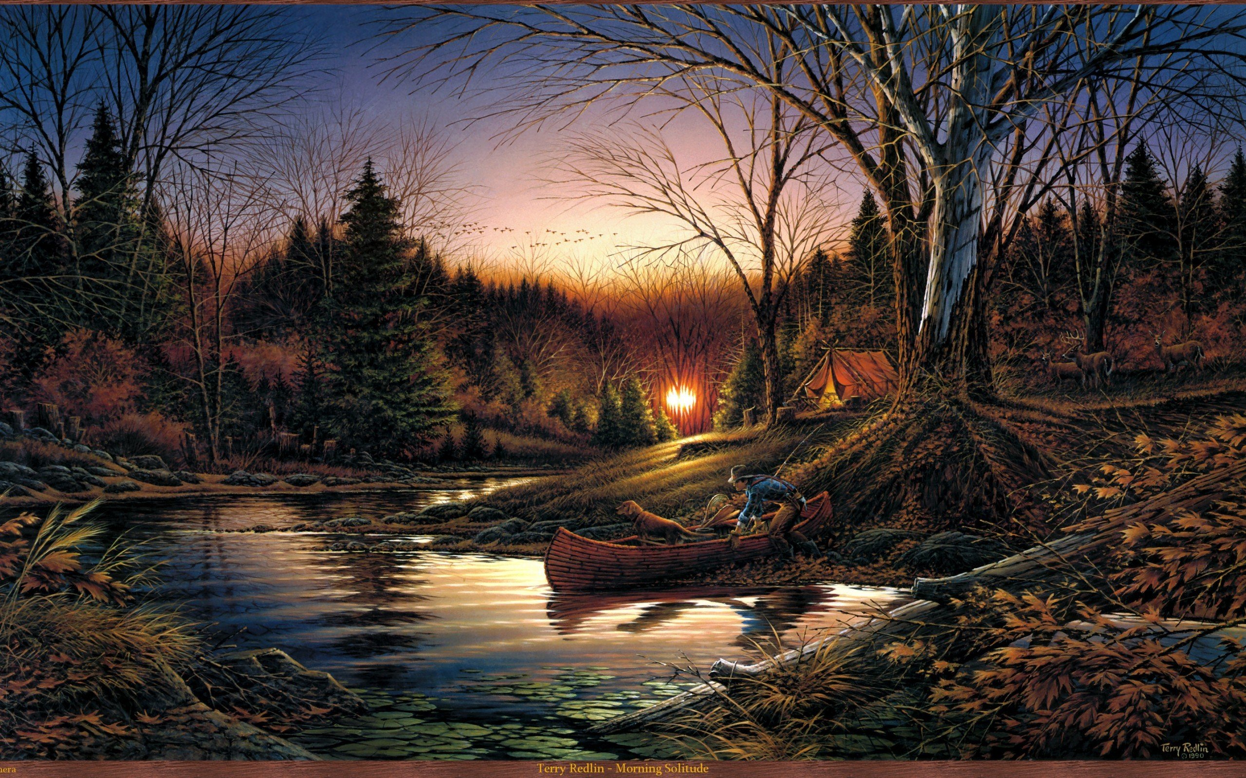 paintings, Landscapes, Boats, Streams Wallpaper