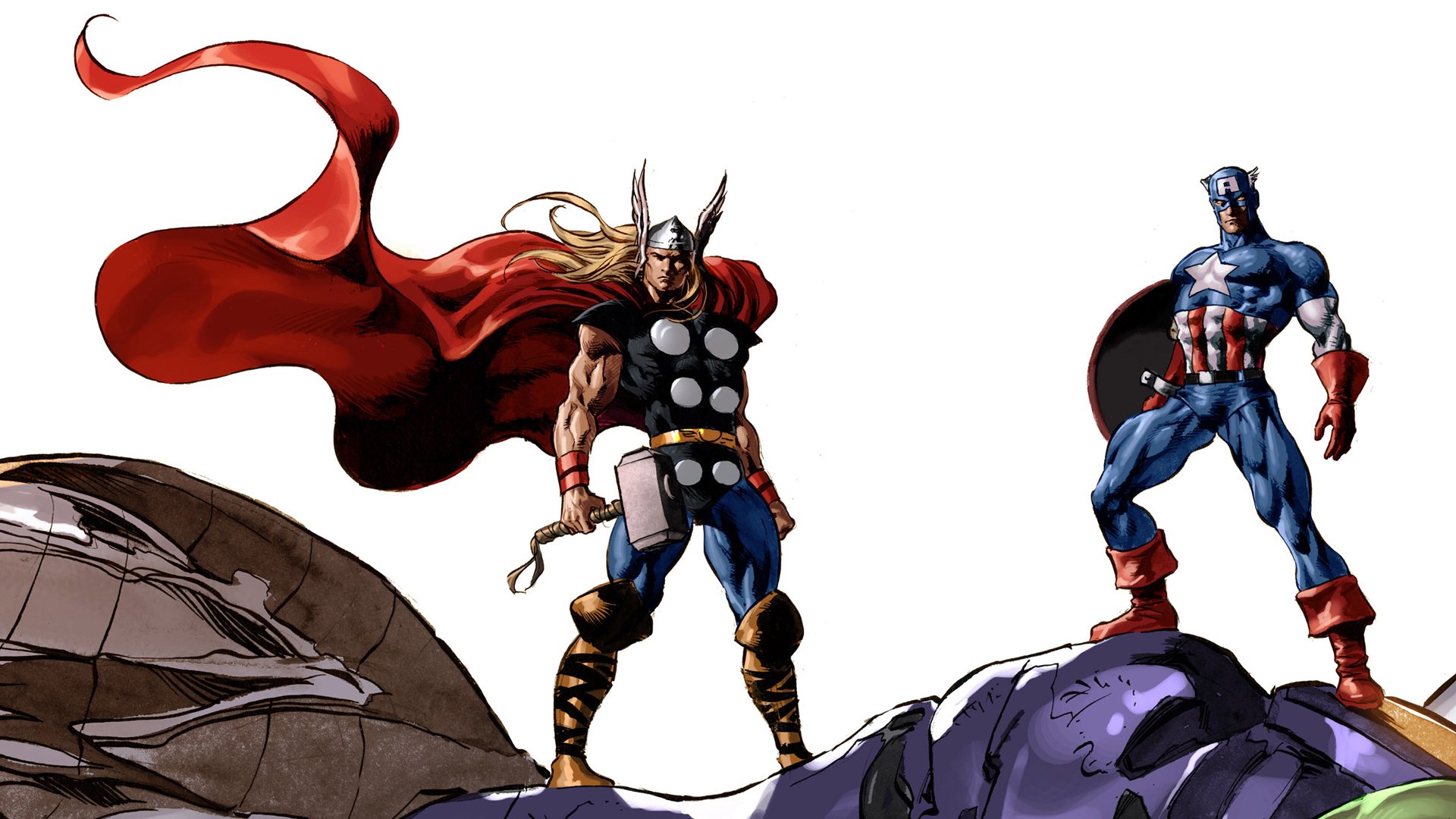 comics, Thor, Captain, America, Marvel, Comics Wallpaper