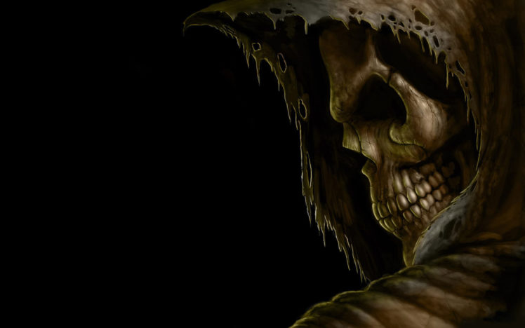 Grim Reaper Death Dark Skull Hood Eyes Evil Scary Spooky Creepy Teeth Black Halloween Wallpapers Hd Desktop And Mobile Backgrounds