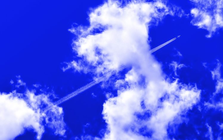 blue, Clouds, Aircraft, Contrails, Skyscapes HD Wallpaper Desktop Background