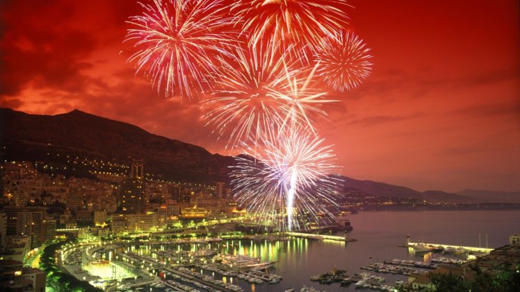 night, Fireworks, Monaco, Harbor HD Wallpaper Desktop Background