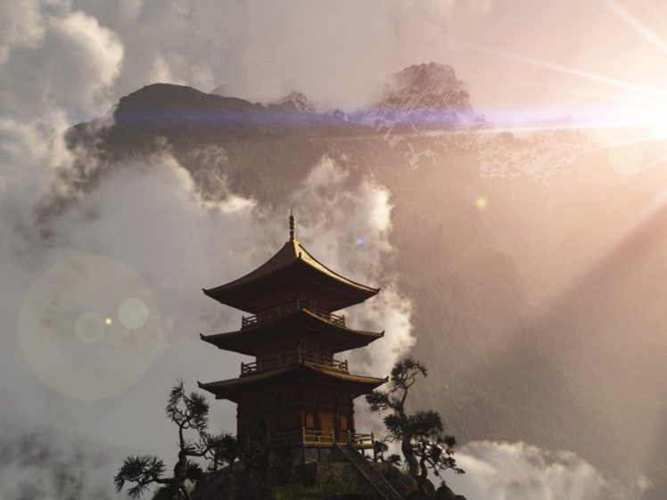 clouds, Landscapes, Architecture, Temples HD Wallpaper Desktop Background