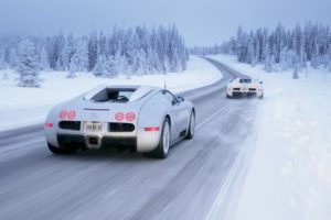 bugatti, Veyron, Vehicles, Cars, Exotic, Supercar, Landscapes, Nature, Winter, Snow, Blizzard, Trees, Forests, Roads, Track