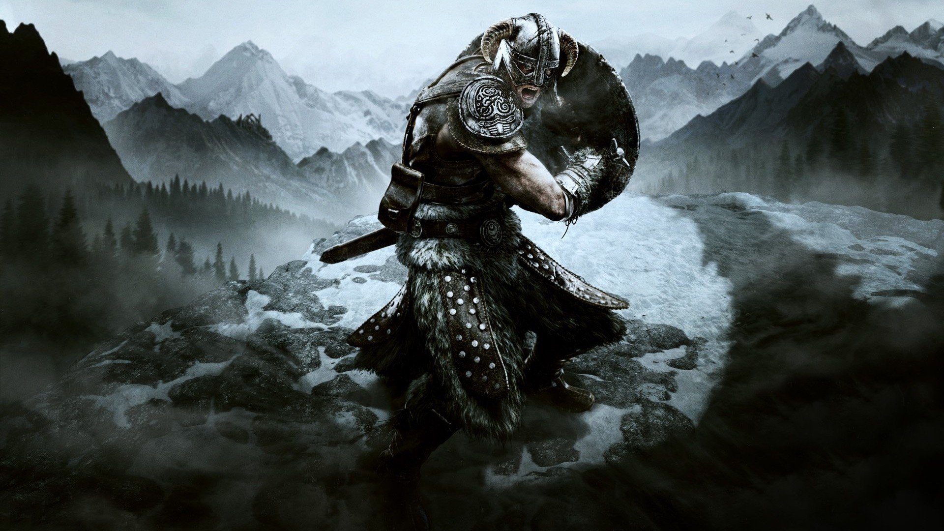 video, Games, Mountains, Vikings, Armor, Shield, Warriors, Swords, The, Elder, Scrolls, V , Skyrim Wallpaper