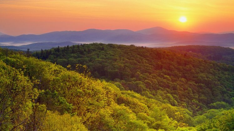 sunrise, Mountains, Landscapes, Forests, Valleys, Wilson, North, Carolina HD Wallpaper Desktop Background
