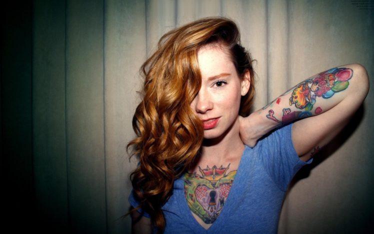 tattoos, Women, Redheads, Hattie, Watson HD Wallpaper Desktop Background