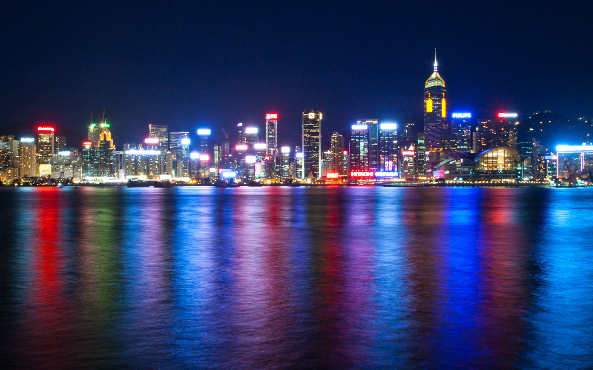 hong, Kong, Harbour, China, Harbor, Hdr, Water, Reflection, Color, Skyline, Cities, City, Scape, Night, Lights, Architecture, Buildings, Skyscrapers, Sky, Scenic, View, Panorama Wallpaper