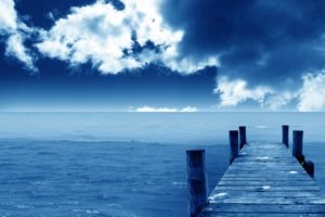 blue, Ocean, Clouds, Landscapes, Nature, Dock