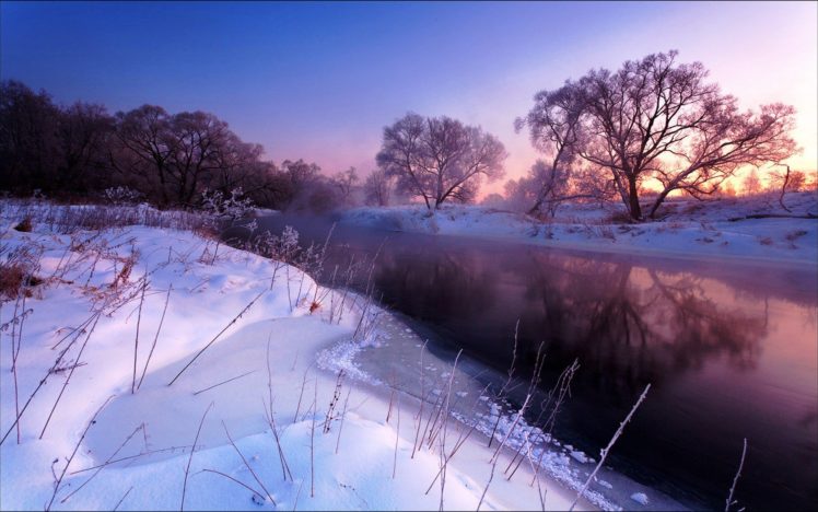 snow, Trees, Scenic, Snow, Landscapes, Rivers, Nordic HD Wallpaper Desktop Background