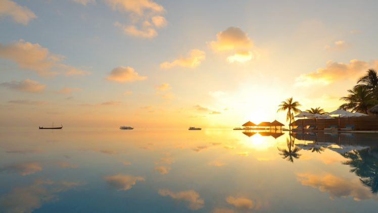 clouds, Landscapes, Hawaii, Reflections, Kailua HD Wallpaper Desktop Background