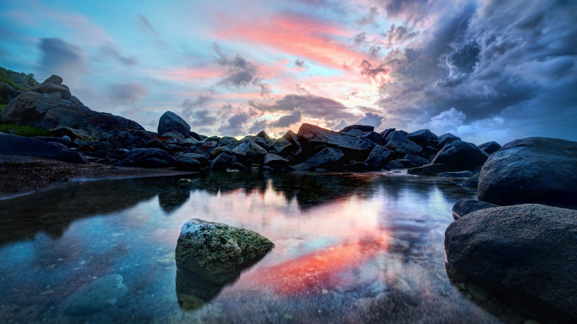 sunset, Landscapes, Nature, Stones Wallpaper