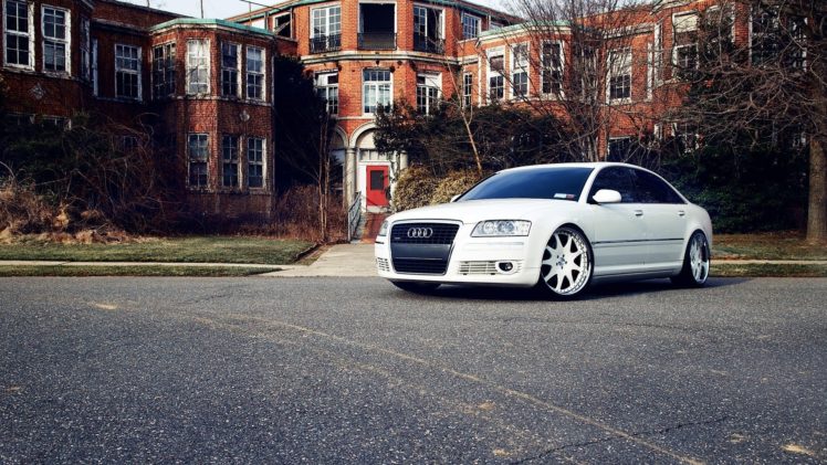 white, Cars, Houses, Roads, Vehicles, Tuning, Audi, A8 HD Wallpaper Desktop Background