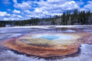 water, Clouds, Landscapes, Nature, Trees, Forests, Lakes, Yellowstone, Parks, Rivers