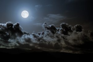 clouds, Night, Moon, Skies