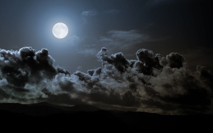 clouds, Night, Moon, Skies HD Wallpaper Desktop Background