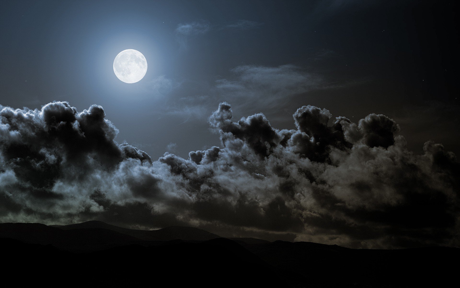 clouds, Night, Moon, Skies Wallpaper