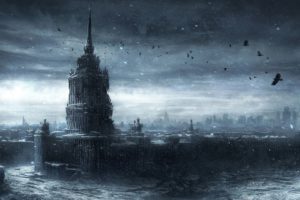jonasdero, Deviantart, Com, Moscow, Ruins, Post, Apocalyptic, Apocalypse, Destruction, War, Nuclear, Bomb, Invasion, Dark, Horror, Evil, Creepy, Spooky, Scary, Smoke, Haze, Storm, Rain, Drops, Sky, Clouds, Devast