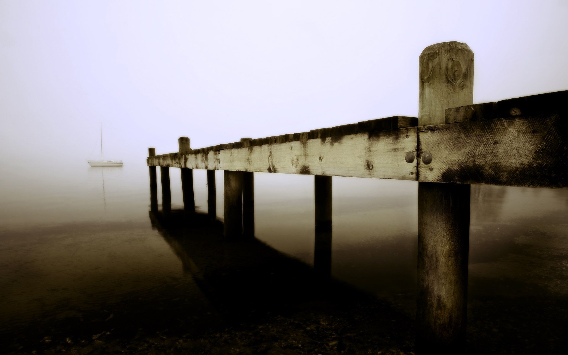 fog, Piers, Sea Wallpaper