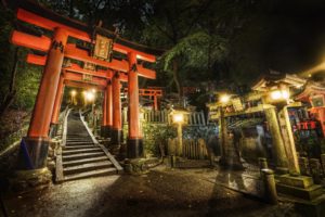 japan, Night, Stairways, Shrine, Kyoto, Torii, Cemetery, Torii, Gate
