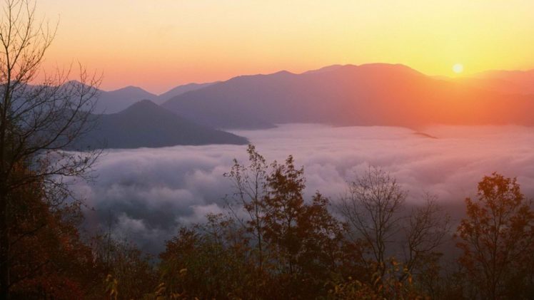 sunrise, Mountains, Forests, Memorial, Joyce, North, Carolina HD Wallpaper Desktop Background