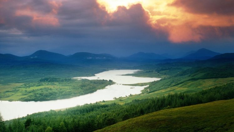 sunset, Clouds, Landscapes, Nature, Forests, Fields, Rivers HD Wallpaper Desktop Background
