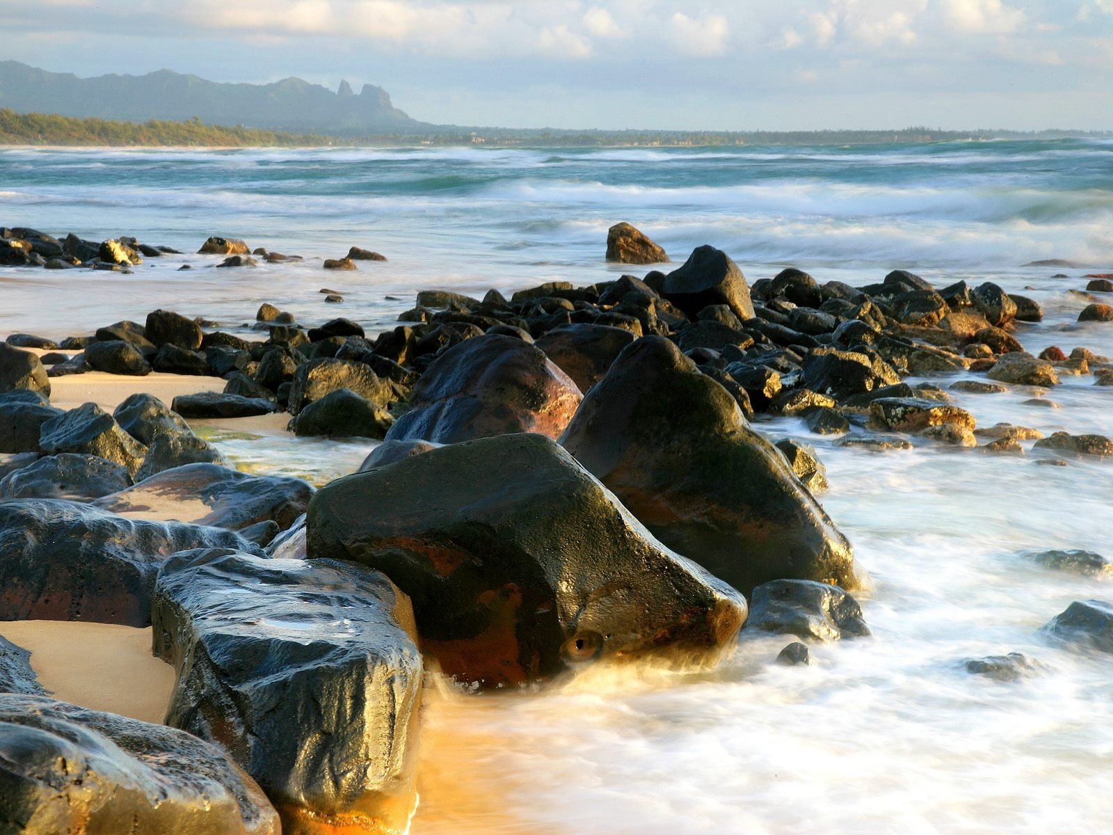 light, Sunrise, Distance, Shore, Kong, Kauai Wallpaper