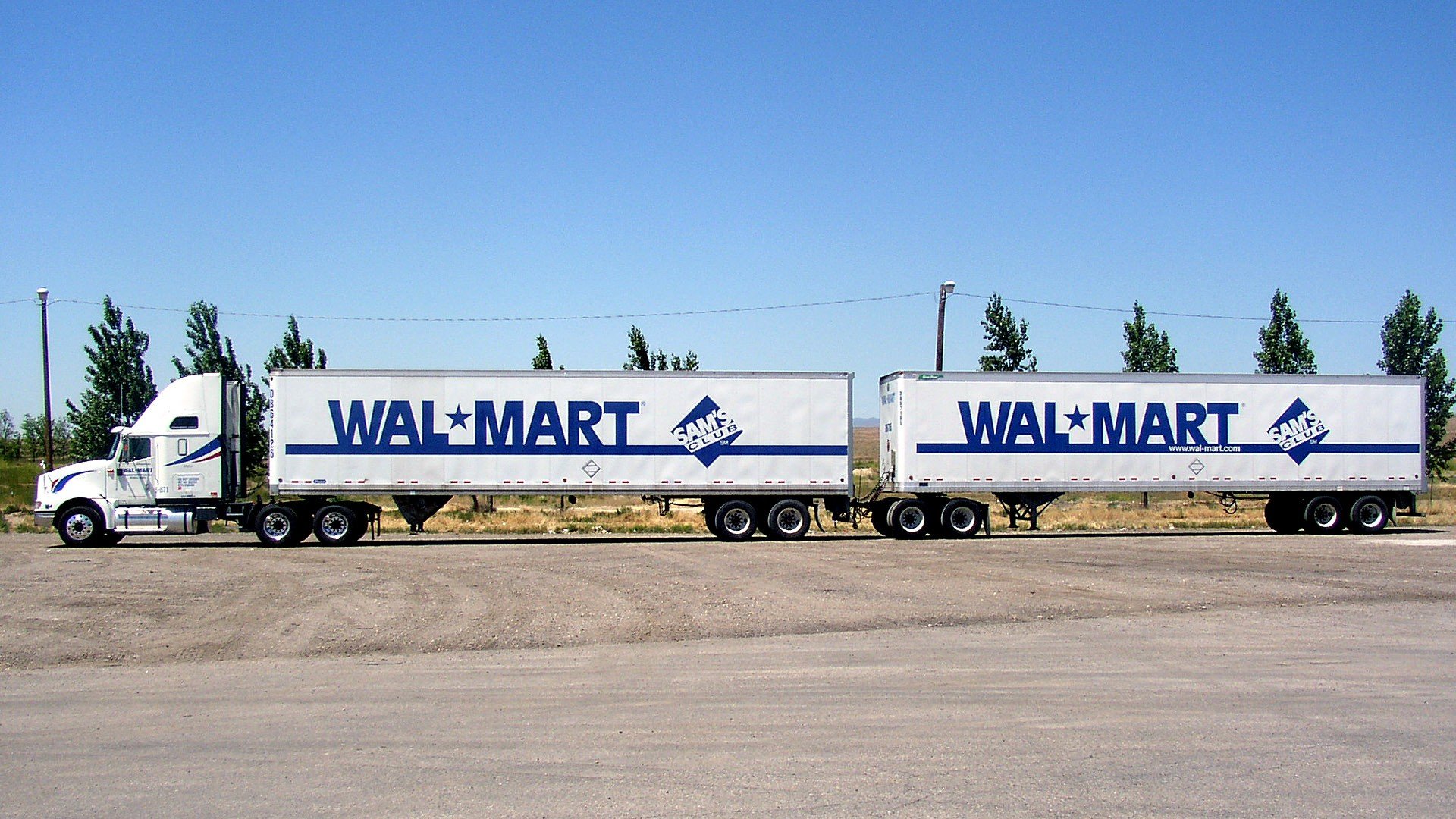 trucks, Semi, Walmart, Turnpike, Doubles, Vehicles Wallpaper