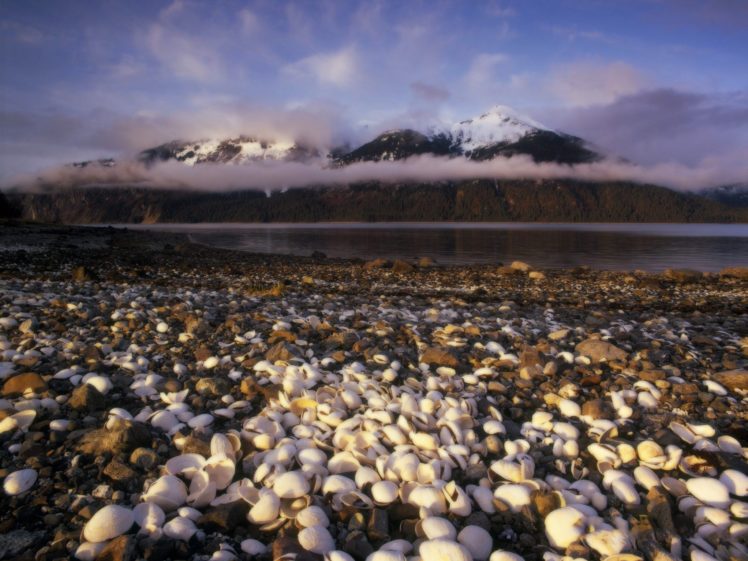 mountains, Clouds, Landscapes, Nature, Fog, Shells, Lakes HD Wallpaper Desktop Background